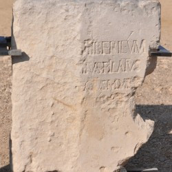 Caesarea, Replica of a dedication by Pontius Pilate, who dedicated a temple to Tiberius