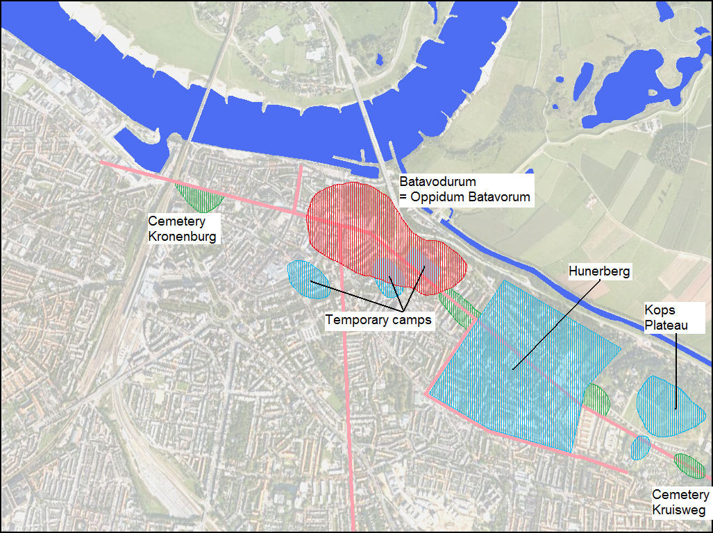 Map of Nijmegen in the first century