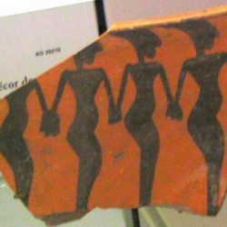 Rhagae, Dancers on a piece of pottery