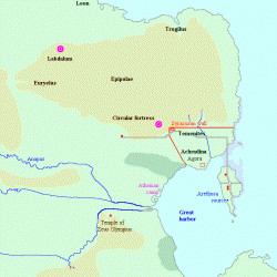 Map of the siege of Syracuse, stage 1