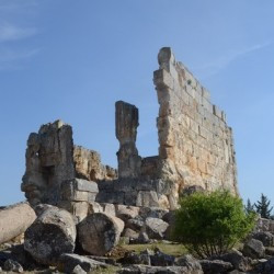 Northwest view of the temple of Majdel Anjar