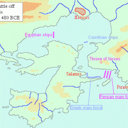 Map of the naval battle of Salamis (480 BCE)