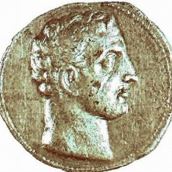 Melqart (Heracles) on a coin of Hannibal