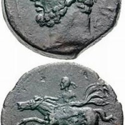 Coin of Syphax, showing an unidentified man and a horse