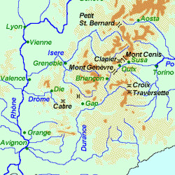 Map of Hannibal's Crossing of the Alps