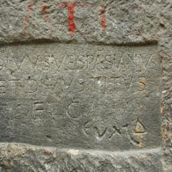 Seleucia in Pieria, Tunnel, Dedication to Vespasian and Titus