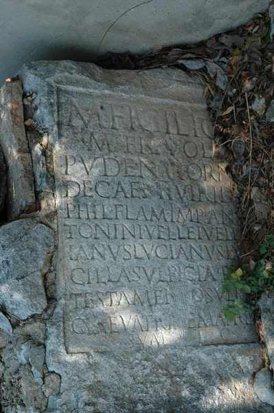 Philippi, tombstone, recycled as pavement of the Via Egnatia (EDCS-43000131)