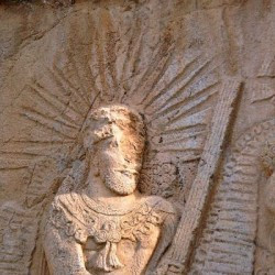 Taq-e Bostan, Investiture relief of Shapur II, detail: Mithra