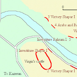 Map of Bishapur's Reliefs