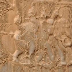 Taq-e Bostan, Large cave, Hunting scene: Elephant