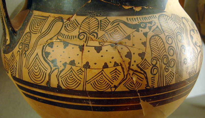 Rhodes, Mycenaean jar with a bull (LH IIIa2)