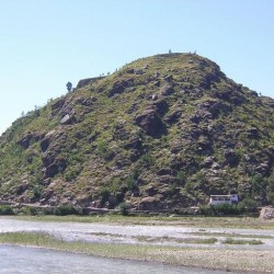 Bazira from the north, across the Swat. To the left, the ancient walls are visible.