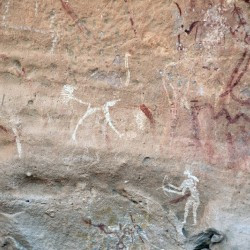 Wadi Imla, Archer and ostrich (with additions from the Period of the Horse top right)