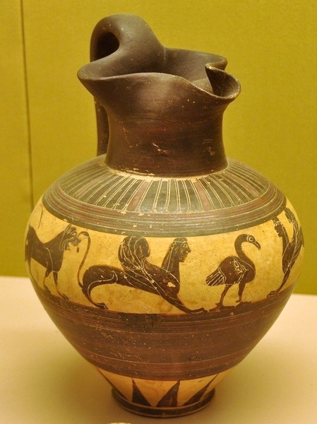 Corinth, Orientalizing jar with a lion, a sphinx, and a goose