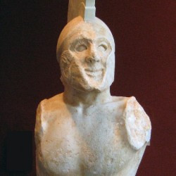 Sparta, Temple of Athena Chalkioikos, Statue of a Spartan hoplite ("Leonidas")