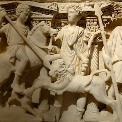 Antioch, Sidemara sarcophagus: Lion hunt, detail