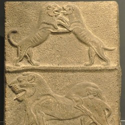Beth Shean, Canaanite stele with a lion and dog