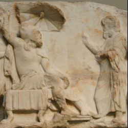 Xanthus, Tomb of the Nereids, Relief of a satrap receiving visitors