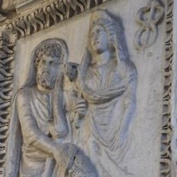 Rome, Arch of the Bankers, Severus, Julia Domna, and an erased Plautianus
