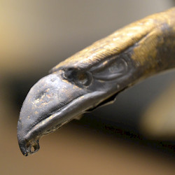 Vechten, Helmet decorated with a bird of prey (detail)