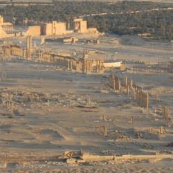 Palmyra, Colonnaded street; temple of Ba'al in the background