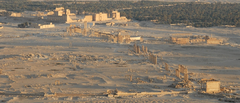 Palmyra, Colonnaded street; temple of Ba'al in the background
