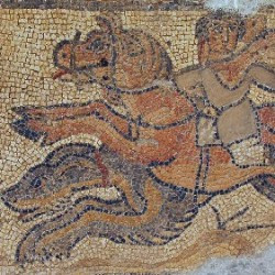 Cyrene, Eastern basilica, Mosaic of a hunter on horseback