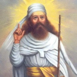 Modern portrait of Zarathustra, inspired by Ahuramazda's dress on a relief of Taq-e Bostan.